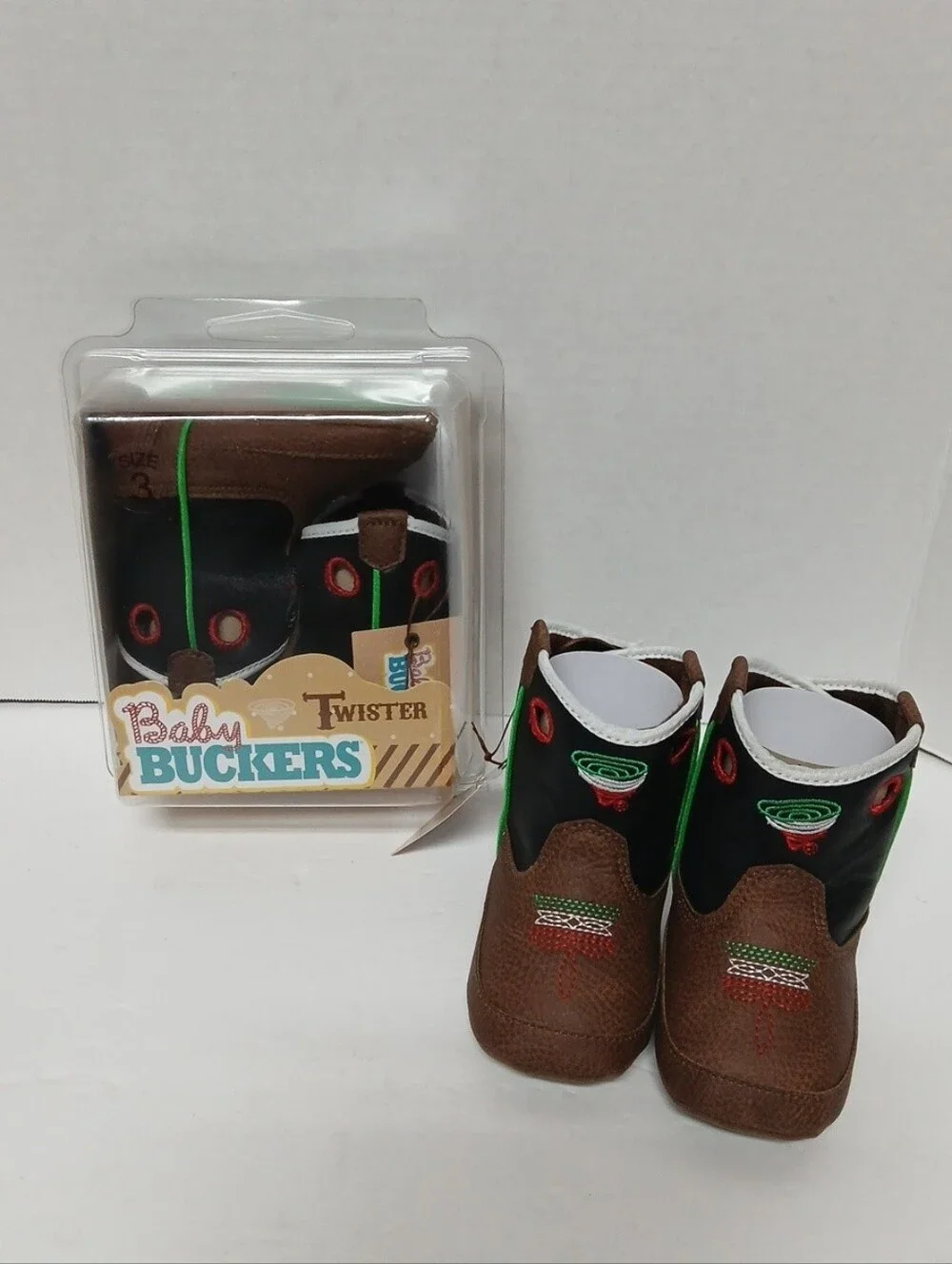 New Kids Brown & Black Cowboy Boot Shoes - Twister Size 3